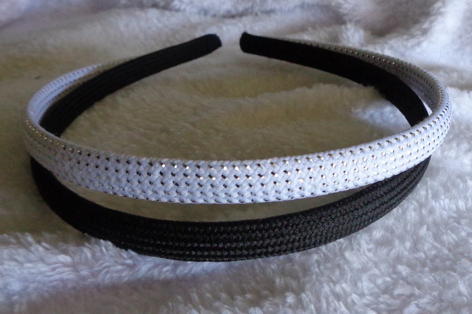 New Girls Thin White/Silver & Black Headbands - Image 1 of 1