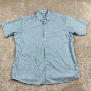 Peter Millar Hemd Herren L Blau Kurzarm Knopfleiste Muster Freizeit Preppy AOP - Bild 1 von 7