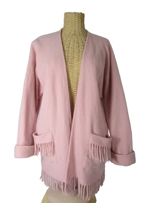 Poncho de colección Laurence Tavernier para mujer 100 % lana epónimo rosa pastel flecos DEFECTUOSO Foto 1 de 4