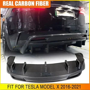 REAL Carbon Fiber Rear Bumper Diffuser Lip Spoiler Fit For Tesla Model X 2016-21 - Picture 1 of 12