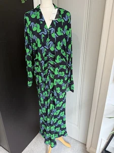ME+EM UK 16 Birds Of Paradise Crepe Maxi Dress + Belt Printed Crepe Jersey - Picture 1 of 11