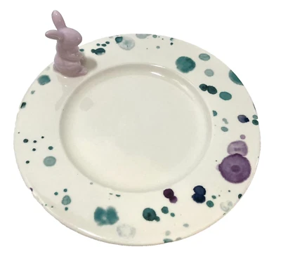 Yankee Candle Gres “Salpicaduras de Primavera” Plato de Vela con Conejo Rosa Pascua Foto 1 de 4