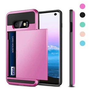For Samsung S10 S10 Plus S10e Wallet Case Slim Shakeproof Card Slot Holder Cover - Picture 1 of 31