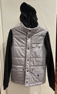 DC Shoes Winter Puffer Jacket Coat Gray And Black Hoodie Size Small - Picture 1 of 12
