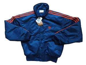NEW Adidas Vintage Bomber Jacke Jacket 80s 90s Firebird Big Logo blau orange S - Bild 1 von 5