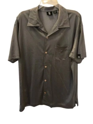 GUESS Shirt Mens XL Gray Button Up  Collared Y2K Mesh Club Cruise **Has Pulls** - Image 1 of 4