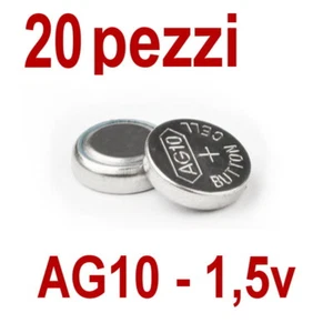 20 PILE ALKALINE AG10 LR1130 LR1131 LR54 1,5V BOTTONE PILA OROLOGIO BATTERIE - Foto 1 di 1