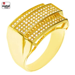 Herren Iced Bling Hip Hop Rapper 14k vergoldet Hand Set CZ Pinky Ringe SJ05547 - Bild 1 von 5