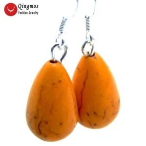 Pendientes colgantes colgantes de gancho naranja natural turquesa de 10*16 mm para mujer joyería e385 - Imagen 1 de 12