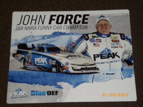 2019 JOHN FORCE PEAK NITRO FUNNY CAR NHRA POSTCARD Cover