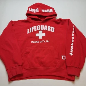 Lifeguard Sweatshirt Boys L 14/16 Hoodie Red Ocean City U89 - Picture 1 of 4