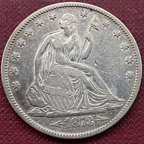 1873 Seated Liberty Half Dollar 50c Higher Grade XF ++ #53302 Cover