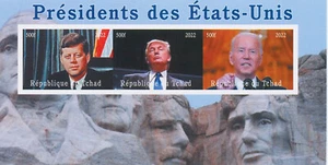 Chad 2022 MNH US Presidents Stamps John F Kennedy JFK Trump Biden 3v IMPF M/S II - Picture 1 of 1