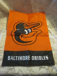 BALTIMORE ORIOLES NYLON APPLIQUE GARDEN FLAG 12" X 18" 2-SIDE NEW ORANGE BROWN - Picture 1 of 3