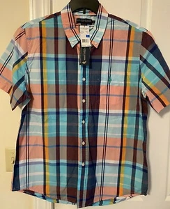 U.S. Polo Assn Herren Button Down Hemd Kurzarm GR - L kariert Neu mit Etikett - Bild 1 von 3