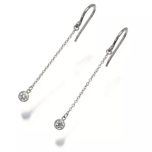 Auth Tiffany&Co. Earrings Diamonds By The Yard Drop Diamond Hook 950 Platinum - Picture 1 of 5