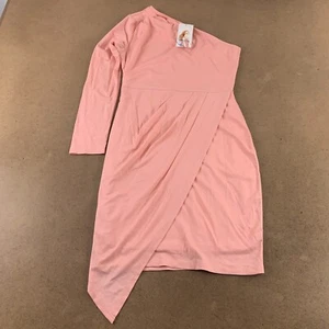PrettyGarden Women's Medium Blush Pink One Shoulder Asymmetrical Wrap Dress NWT - Picture 1 of 8