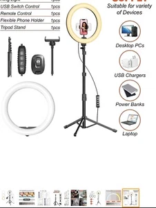 IHYCTV 12 inch 30cm 5600K Dimmable LED Ring Light with Tripod Stand, Remote - Picture 1 of 7