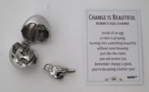 H2 CHANGE IS BEAUTIFUL Robin's egg charm bird prayer box Ganz Pocket figurine - Picture 1 of 21