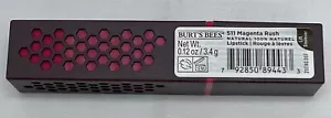 (1) Burt's Bees 100% Natural Lipstick #511 Magenta Rush - NEW - Picture 1 of 3