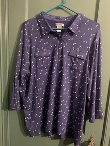 Woman’s Hasting & Smith Blouse Size 2X Blue See Photos - Picture 1 of 5