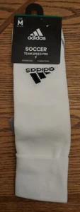 NWT ADIDAS SOCCER TEAM SPEED PRO OTC WHITE SOCKS SIZE MED Men 5-8.5 Wmn 5-9.5 - Picture 1 of 5
