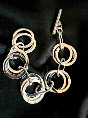 PRETTY RALPH LAUREN SILVER TONE ROUND DOUBLE LINK CHAIN BRACELET - Image 1 of 4