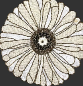 Set Of 6 Placemat Cream Flower Beads Tablemat Designer charger Plates 13X13 Inch - Picture 1 of 8