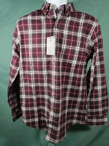 NWT Croft and Barrow Easy Care Twill Shirt Burgundy Plaid Small Sm S - Picture 1 of 4