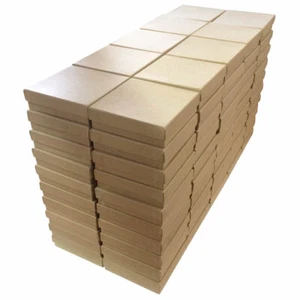 Brown Kraft Paper Cotton Filled Jewlery Gift Packaging Boxes 3.5" x 3.5" x 1" - Picture 1 of 3