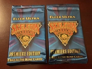 2x Fleer Ultra Skeleton Warriors Premiere Edition Trading Card Pack 1995 Sealed - Picture 1 of 2