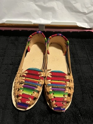 Кожаные туфли ручной работы Huaraches Tipicos Guatemala, размер 7 - Изображение 1 из 4