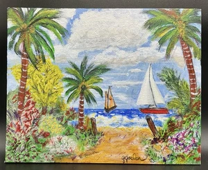Original Acrylic Painting “Beach Day” 8x10, Signed, Not Framed - Picture 1 of 2