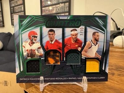 Juego Leaf Trinity Football Quatro 2025 usado Ronaldo Mahomes Nadal Curry #/10 Foto 1 de 2