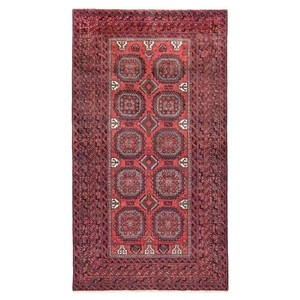 Balouch 190x116 cm Handgeknüpfter Perserteppich Orient Wolle Carpet Rug Rot - Picture 1 of 10
