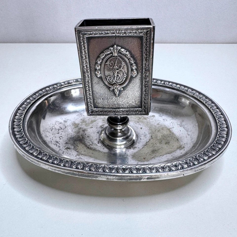 Cenicero soldado plateado Gorham SANTA BARBARA BILTMORE soporte de caja de fósforos 1928 Foto 1 de 4