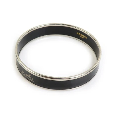 Auténtico Brazalete HERMES Cloisonne Plata/Metal Negro/Esmalte - e60103g Foto 1 de 4