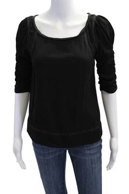 Blusa negra Diane Von Furstenberg de seda a rayas transparentes manga 3/4 talla 2 para mujer Foto 1 de 4