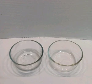 SET 2 PYREX 7200 Round Glass 2 Cups Bowls Clear Microwave Safe USA  - Picture 1 of 8