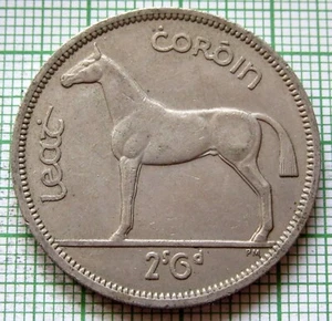 IRELAND 1962 HALFCROWN 1/2 Coroin, IRISH HORSE & Gaelic Harp, km# 16a - Picture 1 of 6