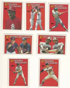1988 Topps RECORD BREAKER CARDS #1, 2,3,4,5,6,7 MATTINGLY MCGWIRE RYAN NIEKRO - Bild 1 von 2
