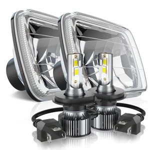 Pair 5x7 7x6" LED Headlights Hi-Lo For Ford F650 F750 F250/350/450 Super Duty - Picture 1 of 12