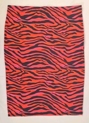 BOOHOO Plus Zebra Print Skirt Red Pink Black Stretch Women's Size UK 24 - Image 1 of 4