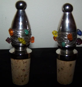 Jeweled Wine Cork Toppers "Set of 2" VINTAGE Decorative Holiday/Everyday - Bild 1 von 4