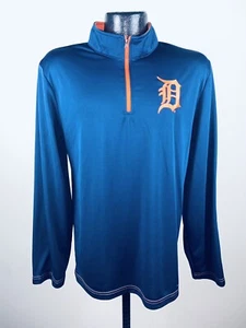 Men's Majestic Detroit Tigers Navy Ready & Willing 1/4 Zip Long Sleeve Shirt XL - Picture 1 of 5
