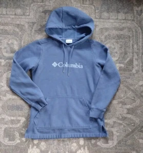 Columbia Hoodie Unisex XS BLue Sweatshirt Puff Print Outdoor Gear Fleece  - Picture 1 of 9