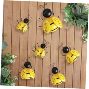HKKDKTA Metal Outdoor Wall Art Decor, 6 PCS Bumble Bee Decor yellow bees - Picture 1 of 8