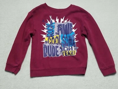 The Children's Place Boy's 5T Sweatshirt Awesome Dude Cool Rock Maroon - Image 1 of 2