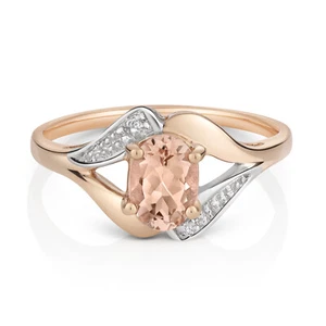 Real Morganita y Diamante Anillo 9ct Oro Rosa Solitario Dividido Pata Talla J - - Imagen 1 de 5