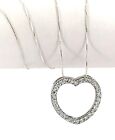 Open Heart Cubic Zirconia Sterling Silver Pendant Necklace, 20